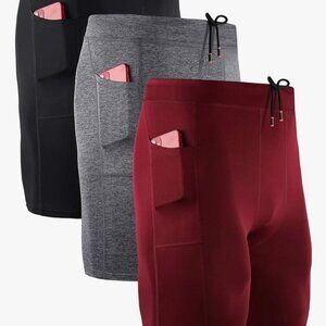 Men's 3 Pack Running Compression Shorts with Pockets